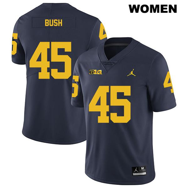Women's NCAA Michigan Wolverines Peter Bush #45 Navy Jordan Brand Authentic Stitched Legend Football College Jersey HP25O16MY